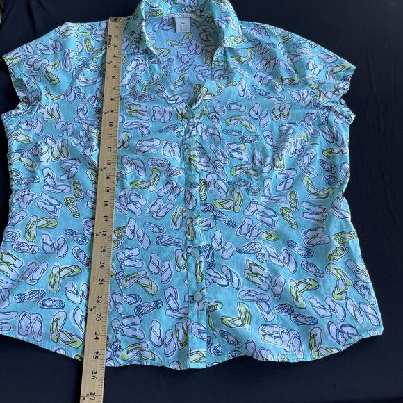 Madison & Max Womens Button Up Shirt Plus Size 16W Flip Flop Cotton Summer - Picture 8 of 9